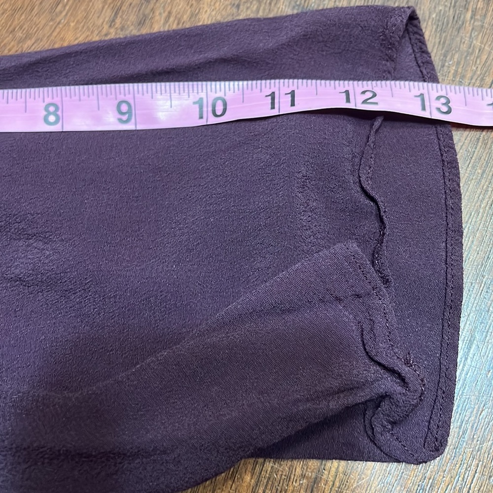Anthro Kimchi Blue Plum Purple Low V Neck Open Back Peplum Hem Boho Top Sz L - Picture 9 of 11